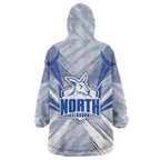 North Melbourne Kangaroos Australian Football Wearable Blanket Hoodie Powerful Kangaroo Mascot - Bold Team Colors