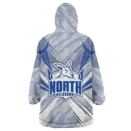 North Melbourne Kangaroos Australian Football Wearable Blanket Hoodie Powerful Kangaroo Mascot - Bold Team Colors