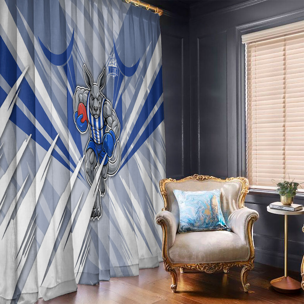 North Melbourne Kangaroos Australian Football Window Curtain Powerful Kangaroo Mascot - Bold Team Colors