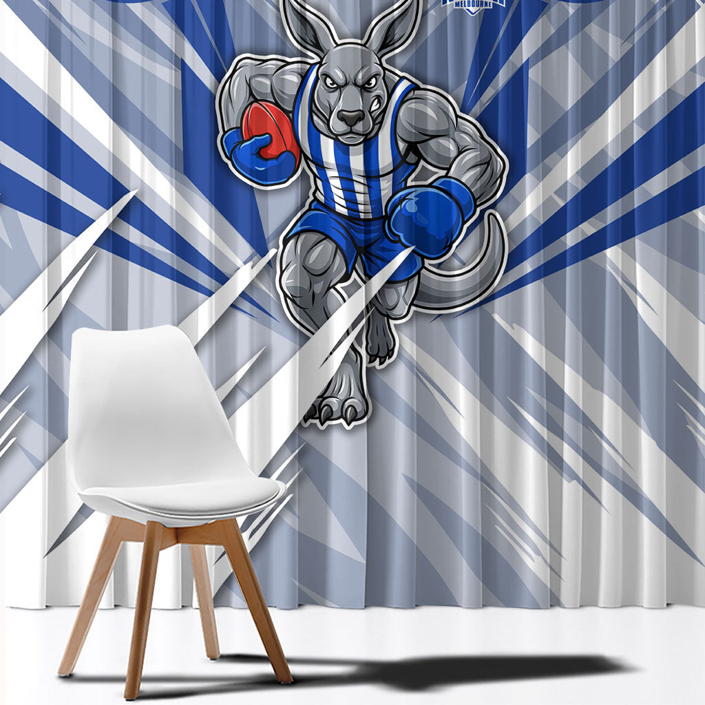 North Melbourne Kangaroos Australian Football Window Curtain Powerful Kangaroo Mascot - Bold Team Colors