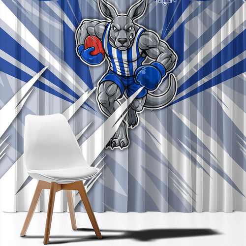 North Melbourne Kangaroos Australian Football Window Curtain Powerful Kangaroo Mascot - Bold Team Colors