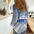 North Melbourne Kangaroos Australian Football Women Casual Shirt Powerful Kangaroo Mascot - Bold Team Colors