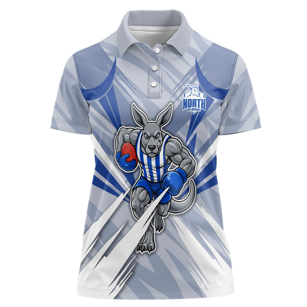 North Melbourne Kangaroos Australian Football Women Polo Shirt Powerful Kangaroo Mascot - Bold Team Colors