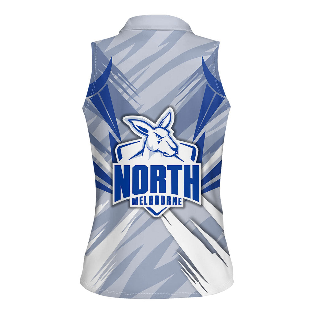 North Melbourne Kangaroos Australian Football Women Sleeveless Polo Shirt Powerful Kangaroo Mascot - Bold Team Colors