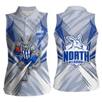 North Melbourne Kangaroos Australian Football Women Sleeveless Polo Shirt Powerful Kangaroo Mascot - Bold Team Colors