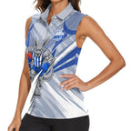 North Melbourne Kangaroos Australian Football Women Sleeveless Polo Shirt Powerful Kangaroo Mascot - Bold Team Colors