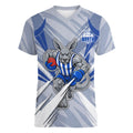 North Melbourne Kangaroos Australian Football Women V-Neck T-Shirt Powerful Kangaroo Mascot - Bold Team Colors
