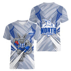North Melbourne Kangaroos Australian Football Women V-Neck T-Shirt Powerful Kangaroo Mascot - Bold Team Colors