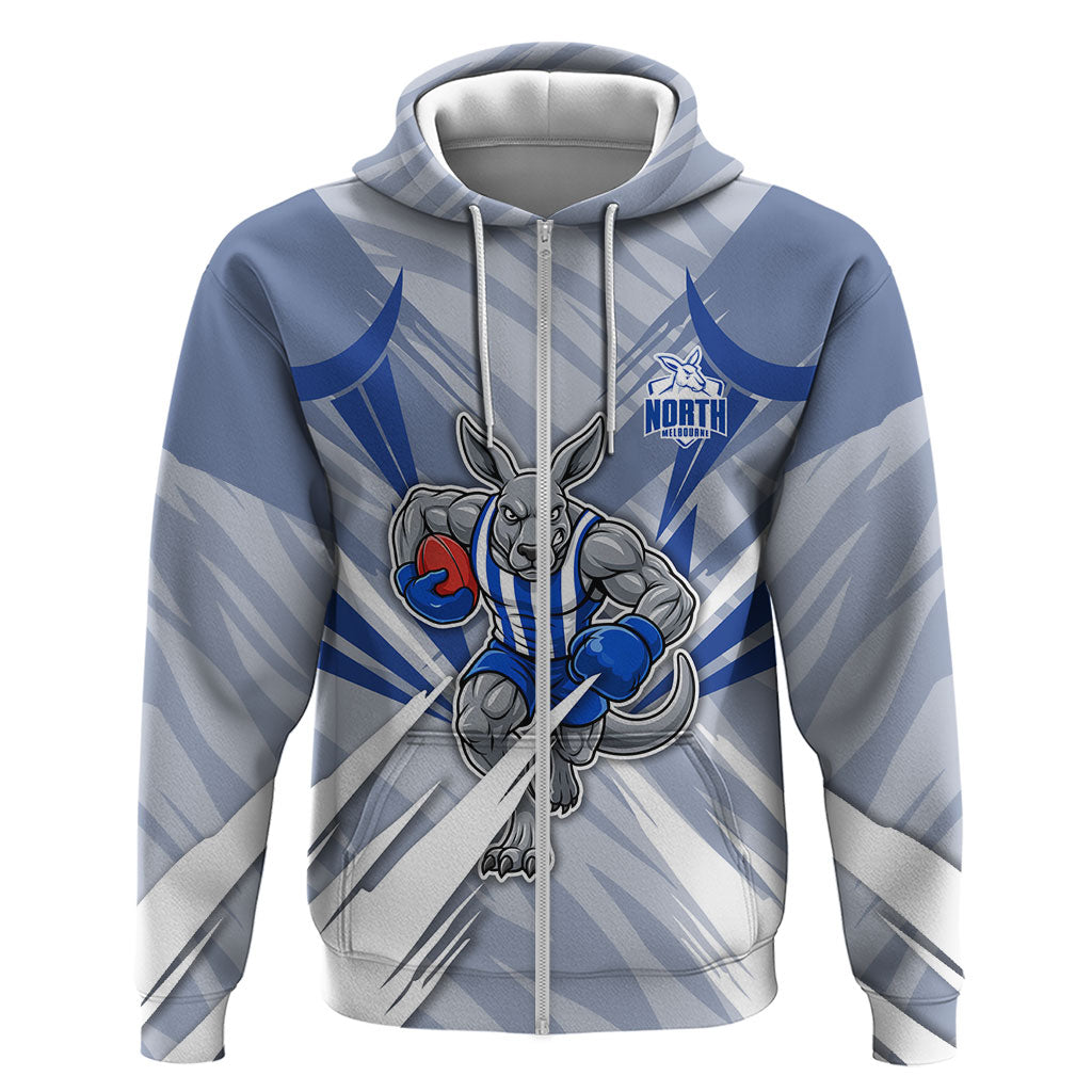 North Melbourne Kangaroos Australian Football Zip Hoodie Powerful Kangaroo Mascot - Bold Team Colors