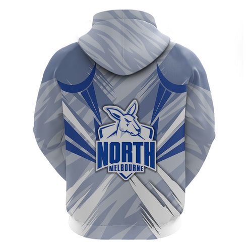 North Melbourne Kangaroos Australian Football Zip Hoodie Powerful Kangaroo Mascot - Bold Team Colors