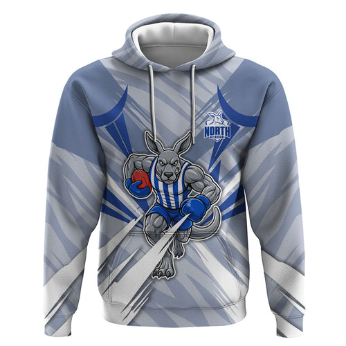 North Melbourne Kangaroos Australian Football Zip Hoodie Powerful Kangaroo Mascot - Bold Team Colors