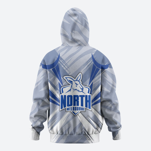 North Melbourne Kangaroos Australian Football Zip Hoodie Powerful Kangaroo Mascot - Bold Team Colors
