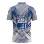 North Melbourne Kangaroos Australian Football Zipper Polo Shirt Powerful Kangaroo Mascot - Bold Team Colors