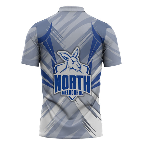 North Melbourne Kangaroos Australian Football Zipper Polo Shirt Powerful Kangaroo Mascot - Bold Team Colors