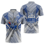 North Melbourne Kangaroos Australian Football Zipper Polo Shirt Powerful Kangaroo Mascot - Bold Team Colors
