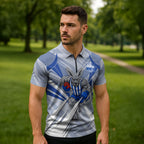 North Melbourne Kangaroos Australian Football Zipper Polo Shirt Powerful Kangaroo Mascot - Bold Team Colors