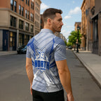 North Melbourne Kangaroos Australian Football Zipper Polo Shirt Powerful Kangaroo Mascot - Bold Team Colors
