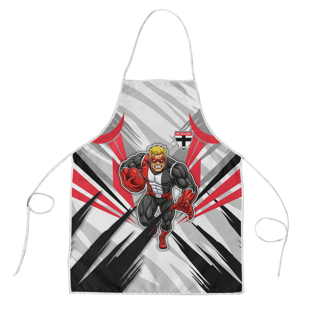 St Kilda Saints Australian Football Apron Superhero Mascot Graphic - Bold Team Colors