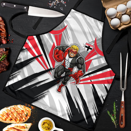 St Kilda Saints Australian Football Apron Superhero Mascot Graphic - Bold Team Colors