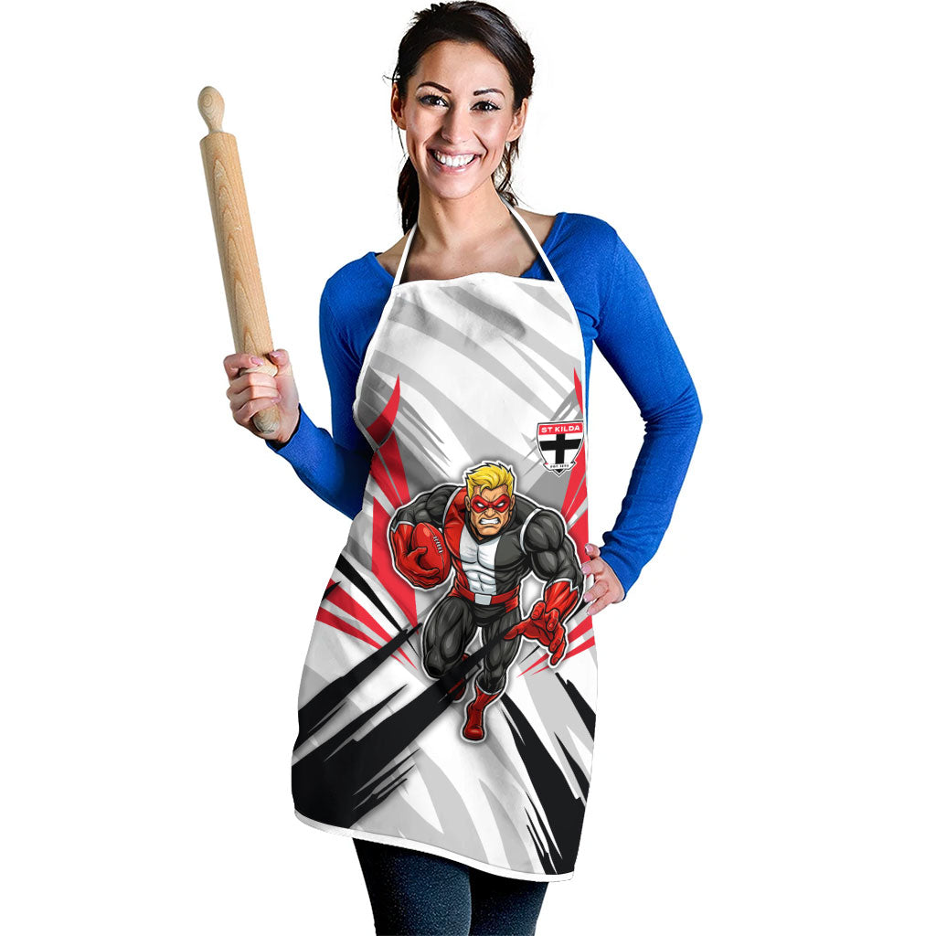 St Kilda Saints Australian Football Apron Superhero Mascot Graphic - Bold Team Colors