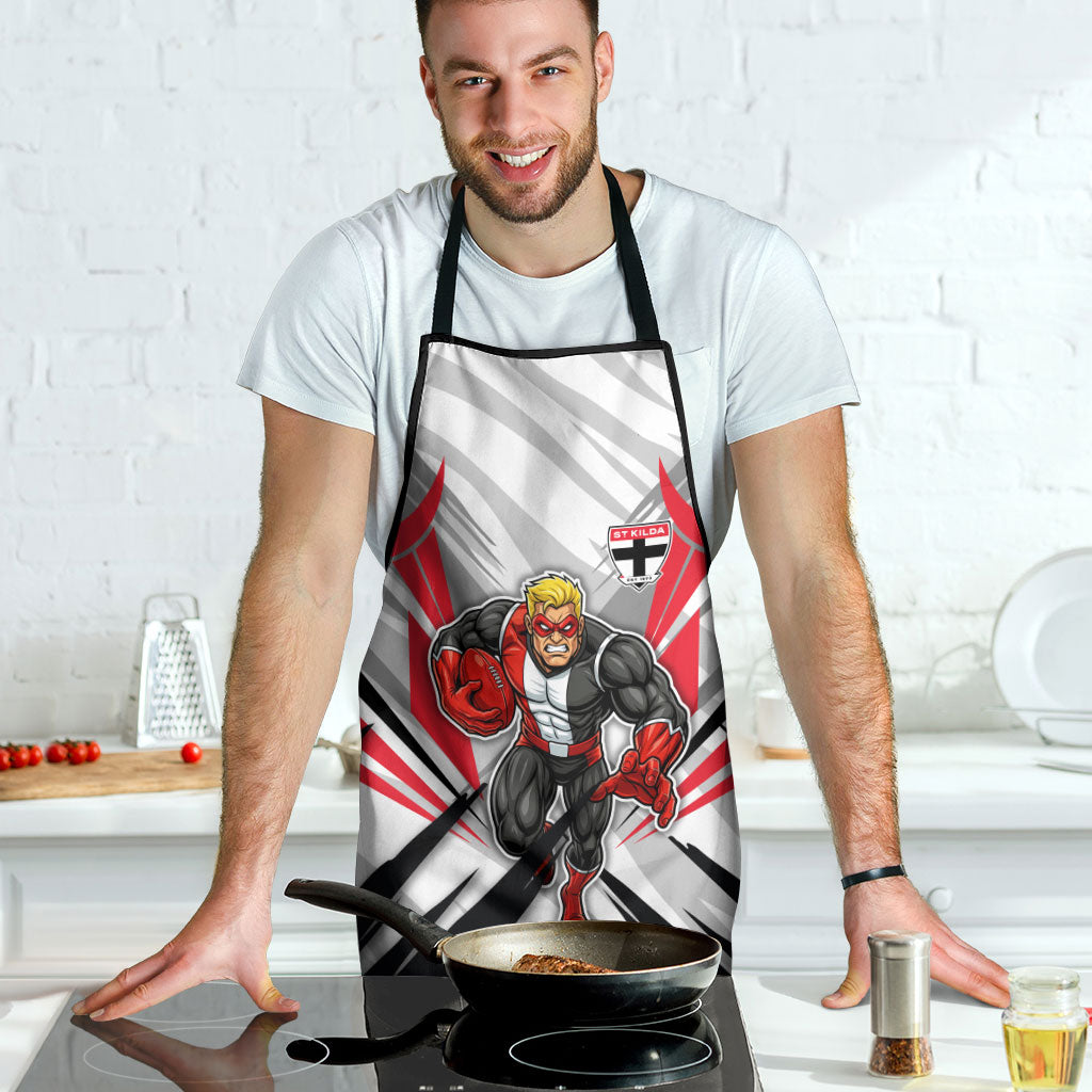 St Kilda Saints Australian Football Apron Superhero Mascot Graphic - Bold Team Colors