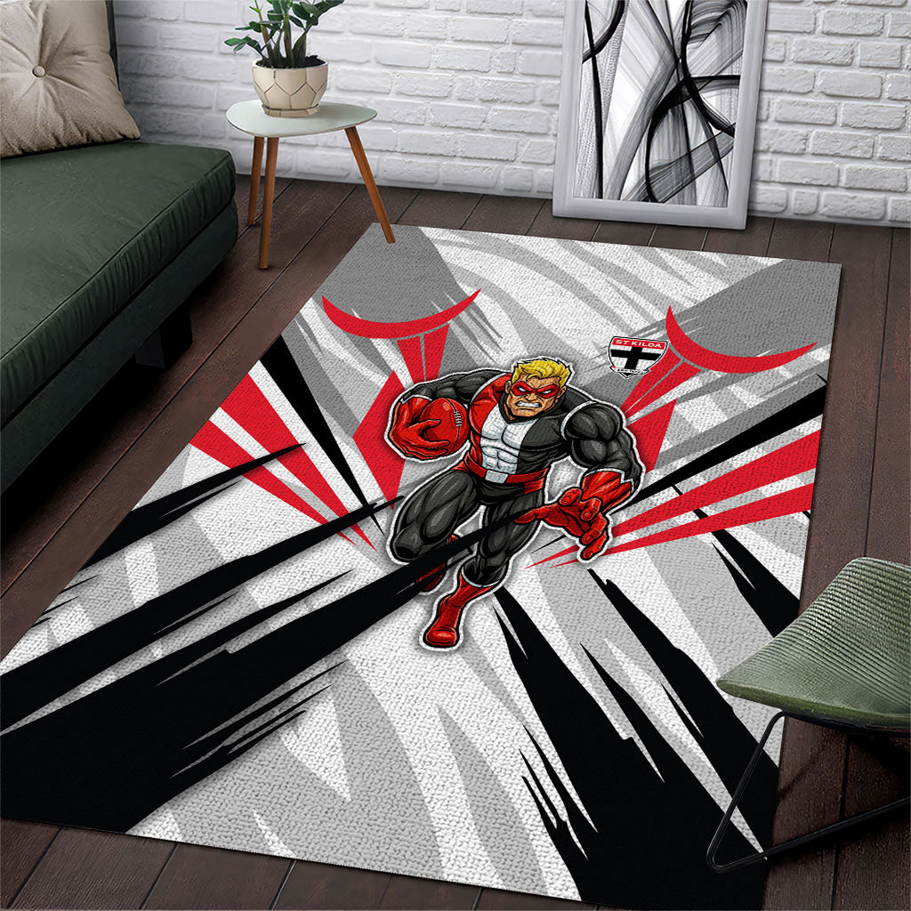 St Kilda Saints Australian Football Area Rug Superhero Mascot Graphic - Bold Team Colors