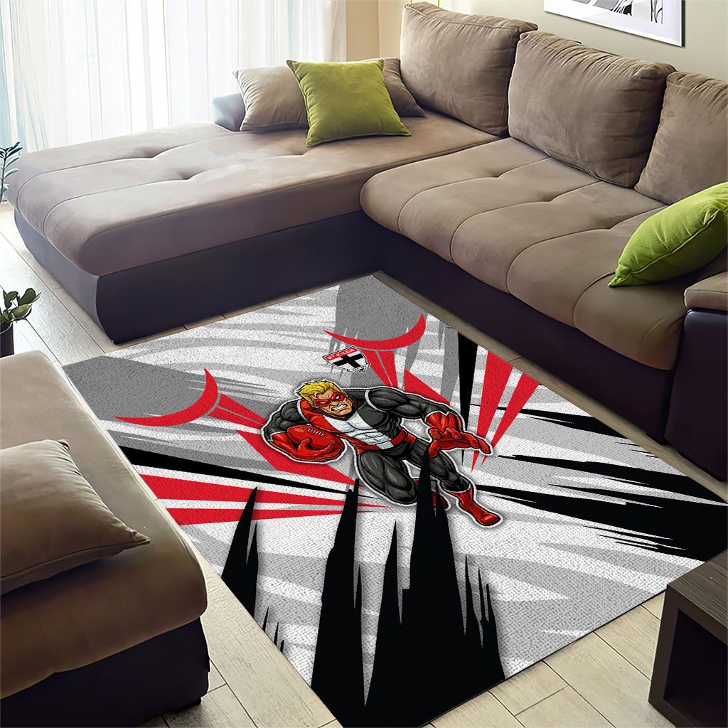 St Kilda Saints Australian Football Area Rug Superhero Mascot Graphic - Bold Team Colors