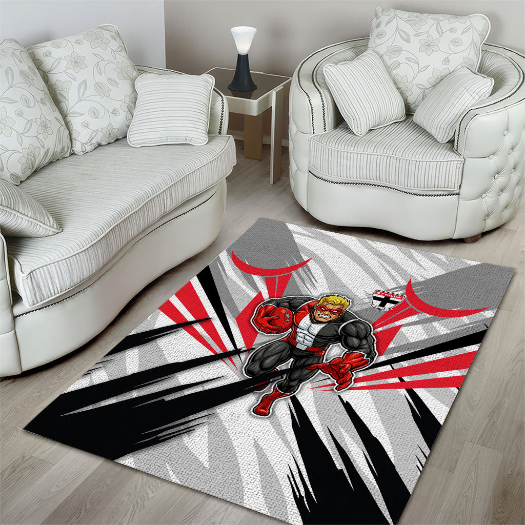 St Kilda Saints Australian Football Area Rug Superhero Mascot Graphic - Bold Team Colors