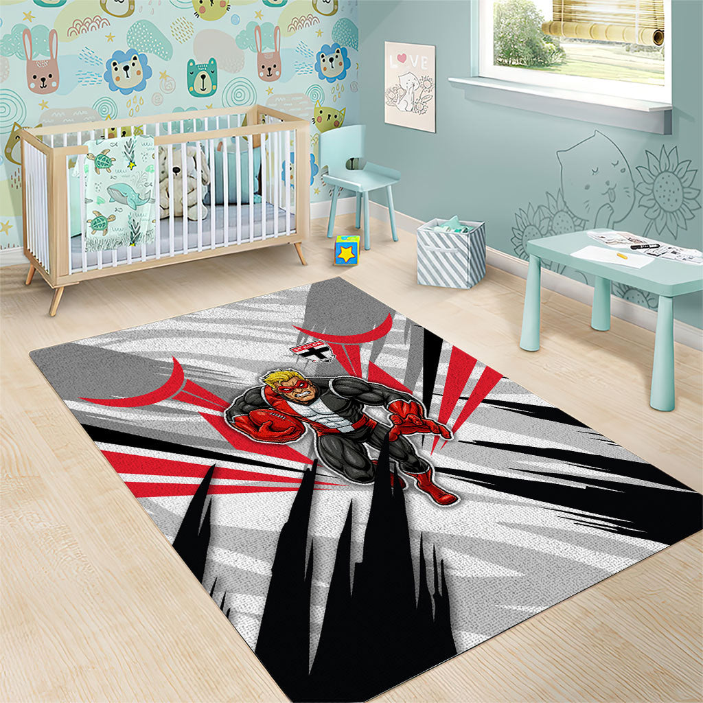 St Kilda Saints Australian Football Area Rug Superhero Mascot Graphic - Bold Team Colors
