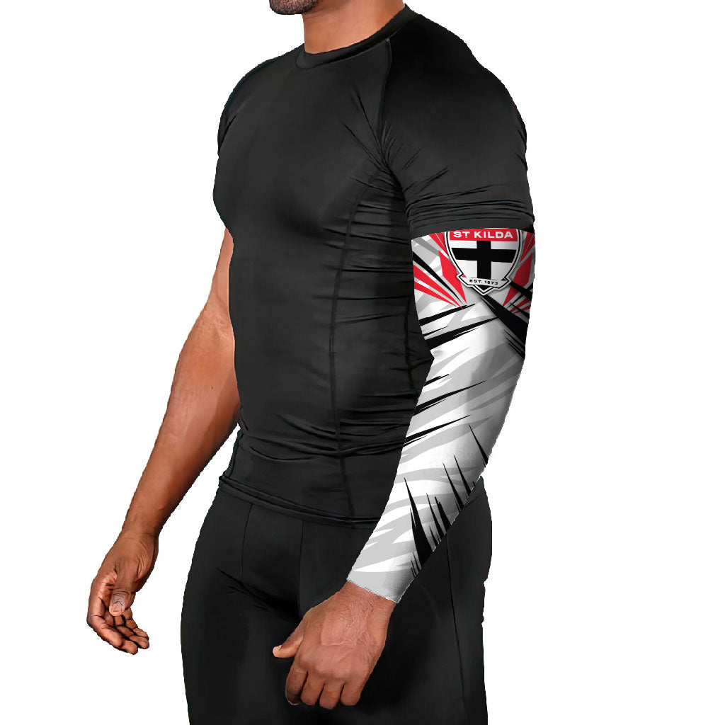St Kilda Saints Australian Football Arm Sleeves Superhero Mascot Graphic - Bold Team Colors