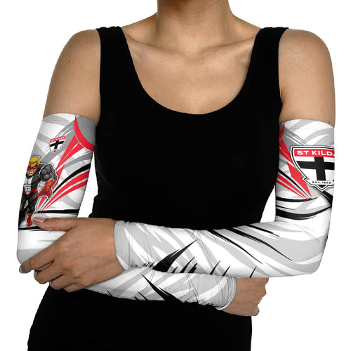 St Kilda Saints Australian Football Arm Sleeves Superhero Mascot Graphic - Bold Team Colors