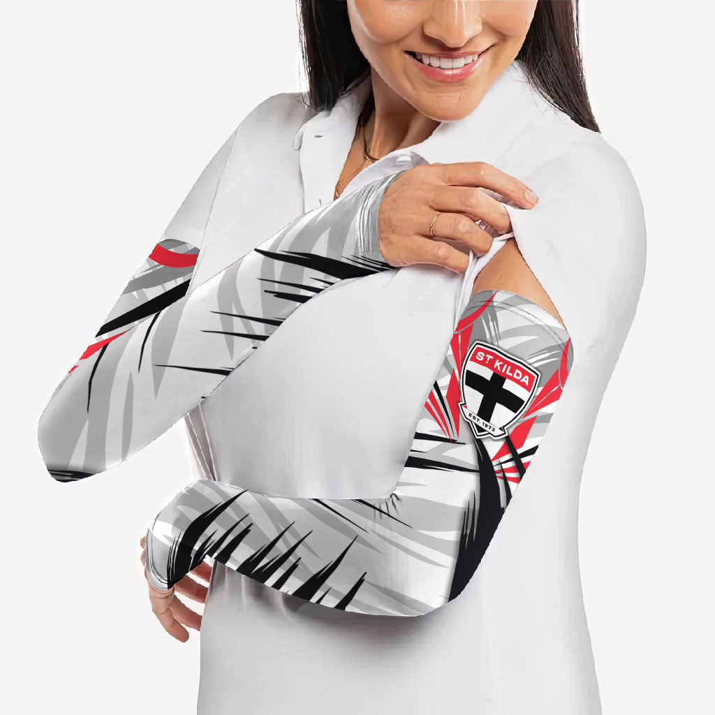 St Kilda Saints Australian Football Arm Sleeves Superhero Mascot Graphic - Bold Team Colors