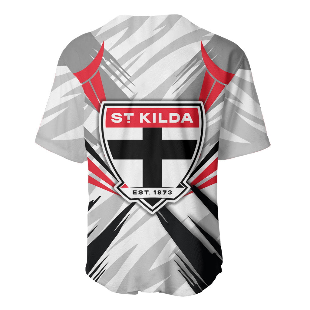 St Kilda Saints Australian Football Baseball Jersey Superhero Mascot Graphic - Bold Team Colors
