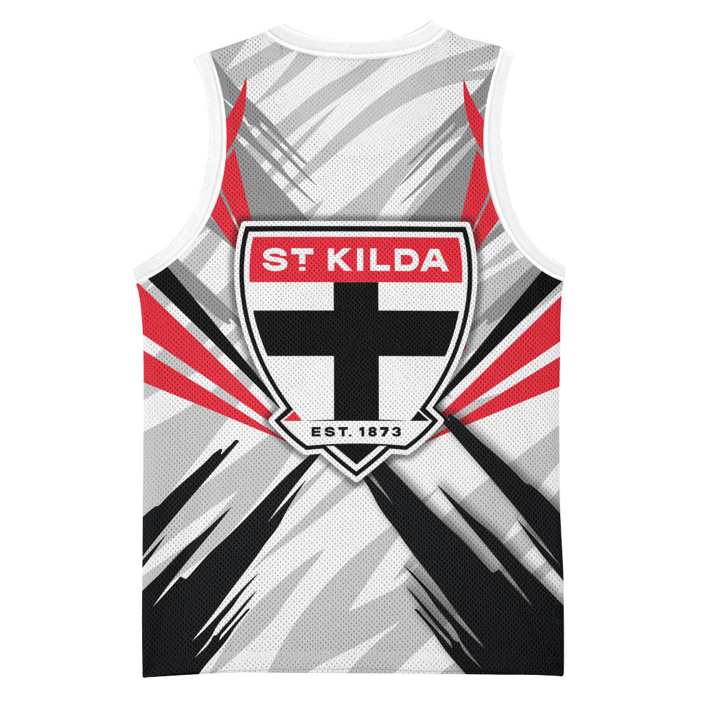 St Kilda Saints Australian Football Basketball Jersey Superhero Mascot Graphic - Bold Team Colors