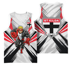 St Kilda Saints Australian Football Basketball Jersey Superhero Mascot Graphic - Bold Team Colors