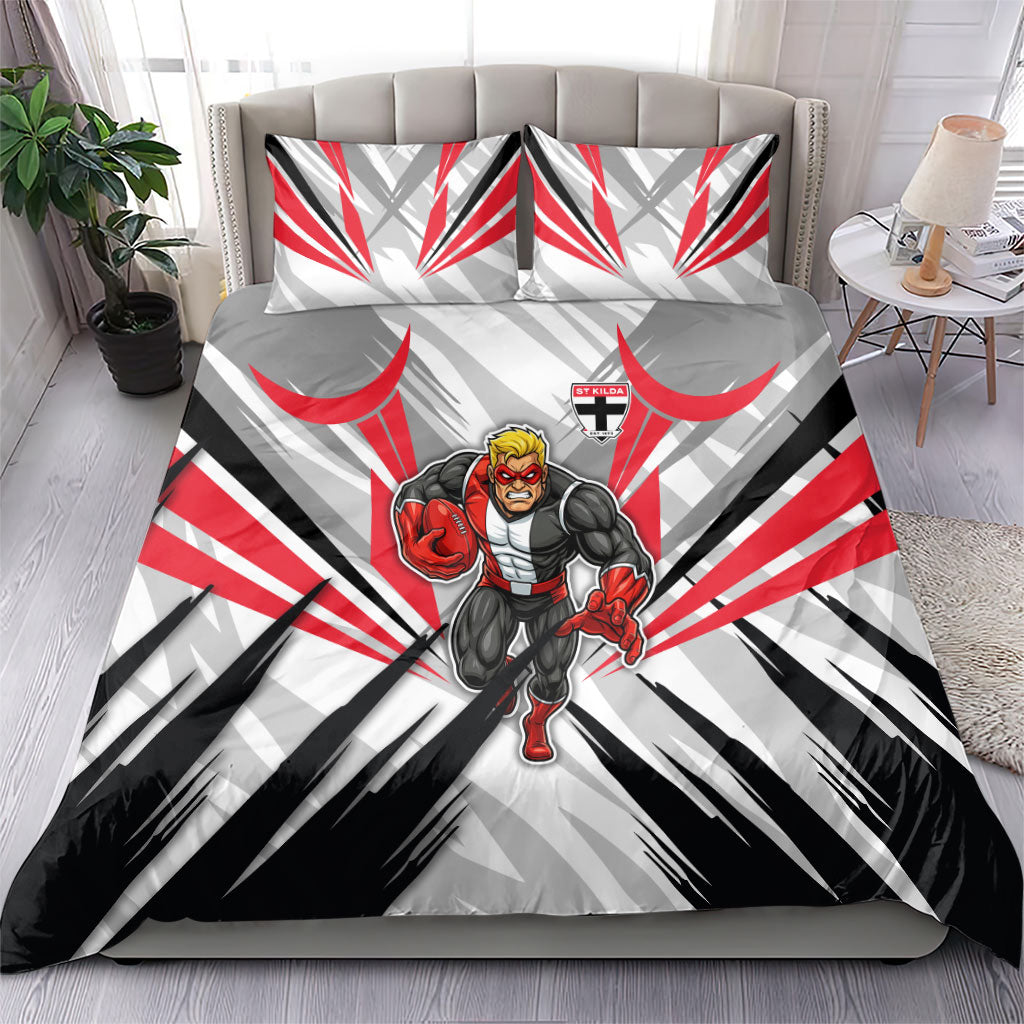 St Kilda Saints Australian Football Bedding Set Superhero Mascot Graphic - Bold Team Colors