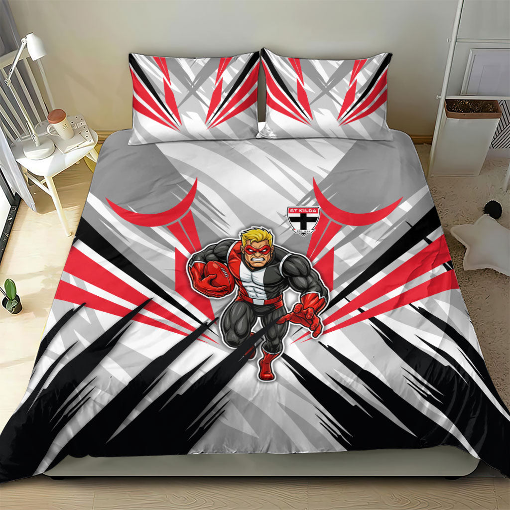 St Kilda Saints Australian Football Bedding Set Superhero Mascot Graphic - Bold Team Colors