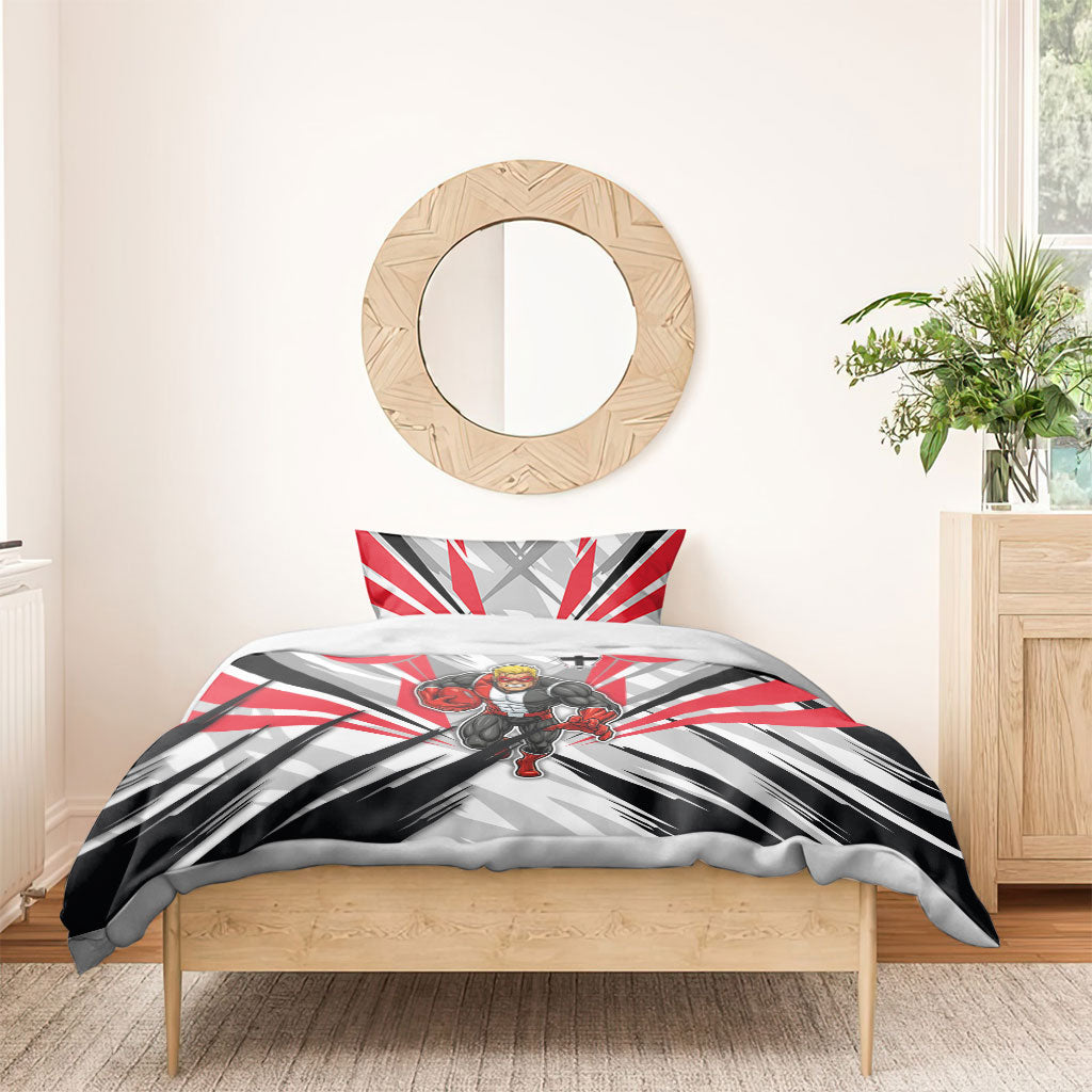 St Kilda Saints Australian Football Bedding Set Superhero Mascot Graphic - Bold Team Colors