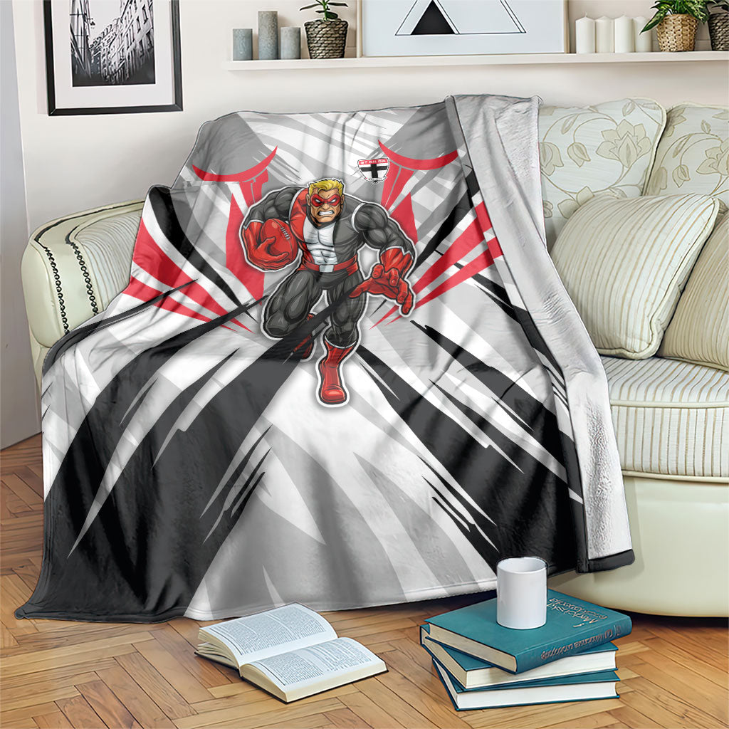 St Kilda Saints Australian Football Blanket Superhero Mascot Graphic - Bold Team Colors
