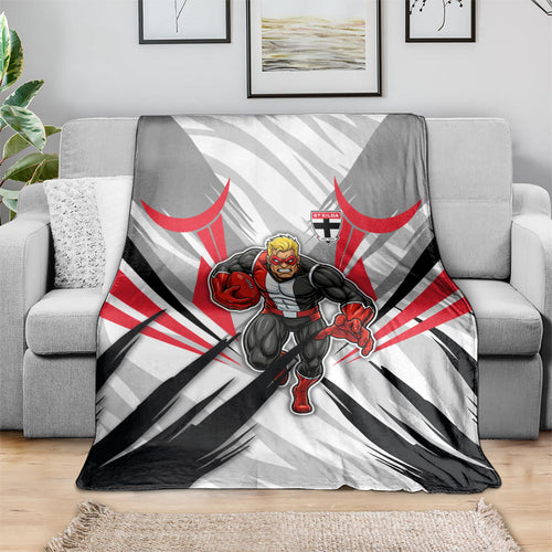 St Kilda Saints Australian Football Blanket Superhero Mascot Graphic - Bold Team Colors