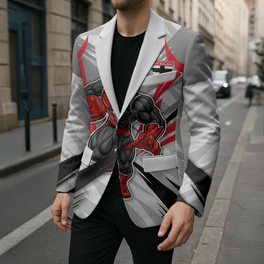 St Kilda Saints Australian Football Blazer Superhero Mascot Graphic - Bold Team Colors