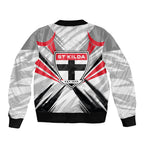 St Kilda Saints Australian Football Bomber Jacket Superhero Mascot Graphic - Bold Team Colors