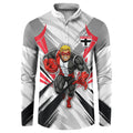 St Kilda Saints Australian Football Button Sweatshirt Superhero Mascot Graphic - Bold Team Colors