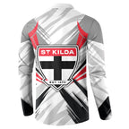 St Kilda Saints Australian Football Button Sweatshirt Superhero Mascot Graphic - Bold Team Colors