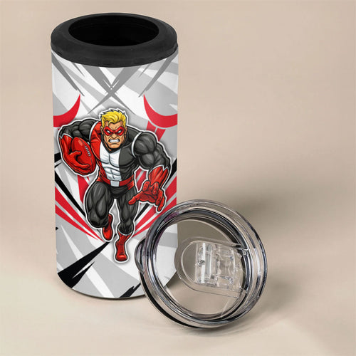 St Kilda Saints Australian Football 4 in 1 Can Cooler Tumbler Superhero Mascot Graphic - Bold Team Colors