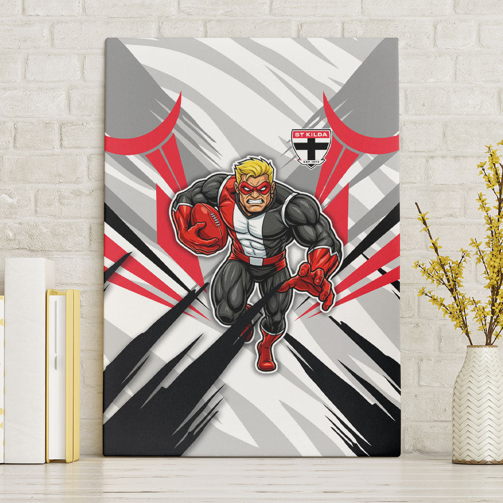St Kilda Saints Australian Football Canvas Wall Art Superhero Mascot Graphic - Bold Team Colors