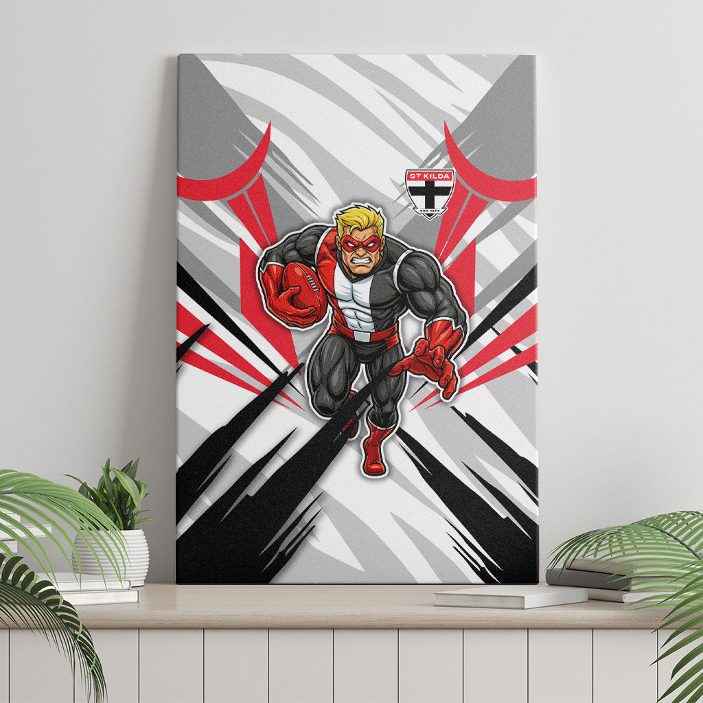 St Kilda Saints Australian Football Canvas Wall Art Superhero Mascot Graphic - Bold Team Colors