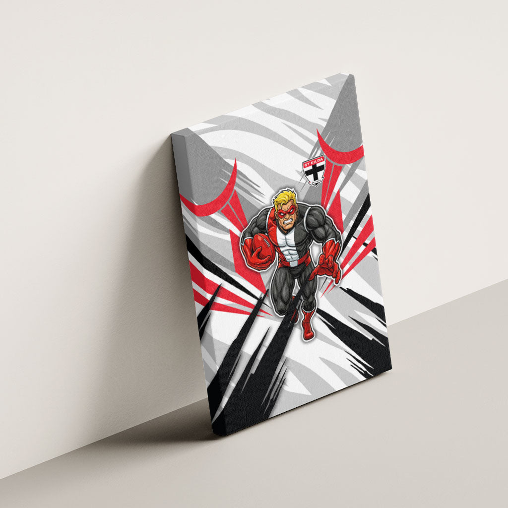 St Kilda Saints Australian Football Canvas Wall Art Superhero Mascot Graphic - Bold Team Colors