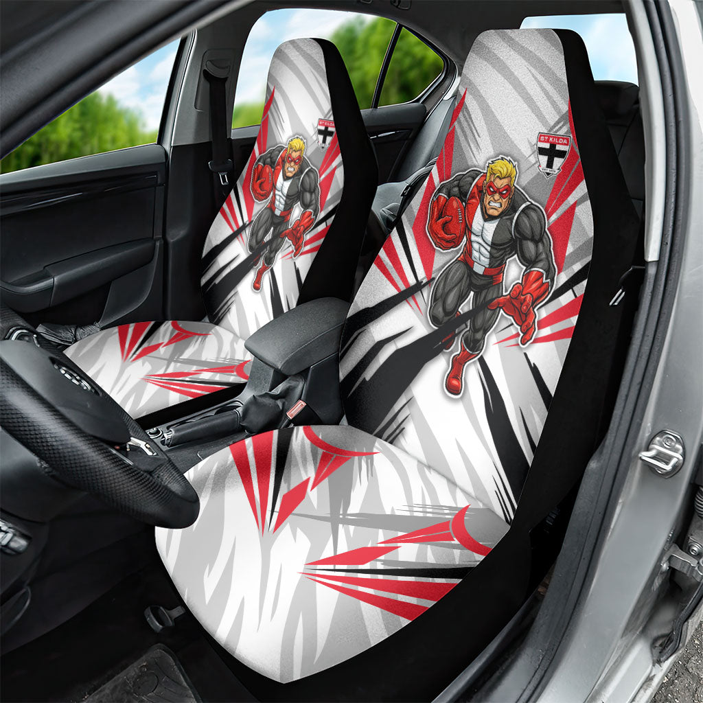 St Kilda Saints Australian Football Car Seat Cover Superhero Mascot Graphic - Bold Team Colors