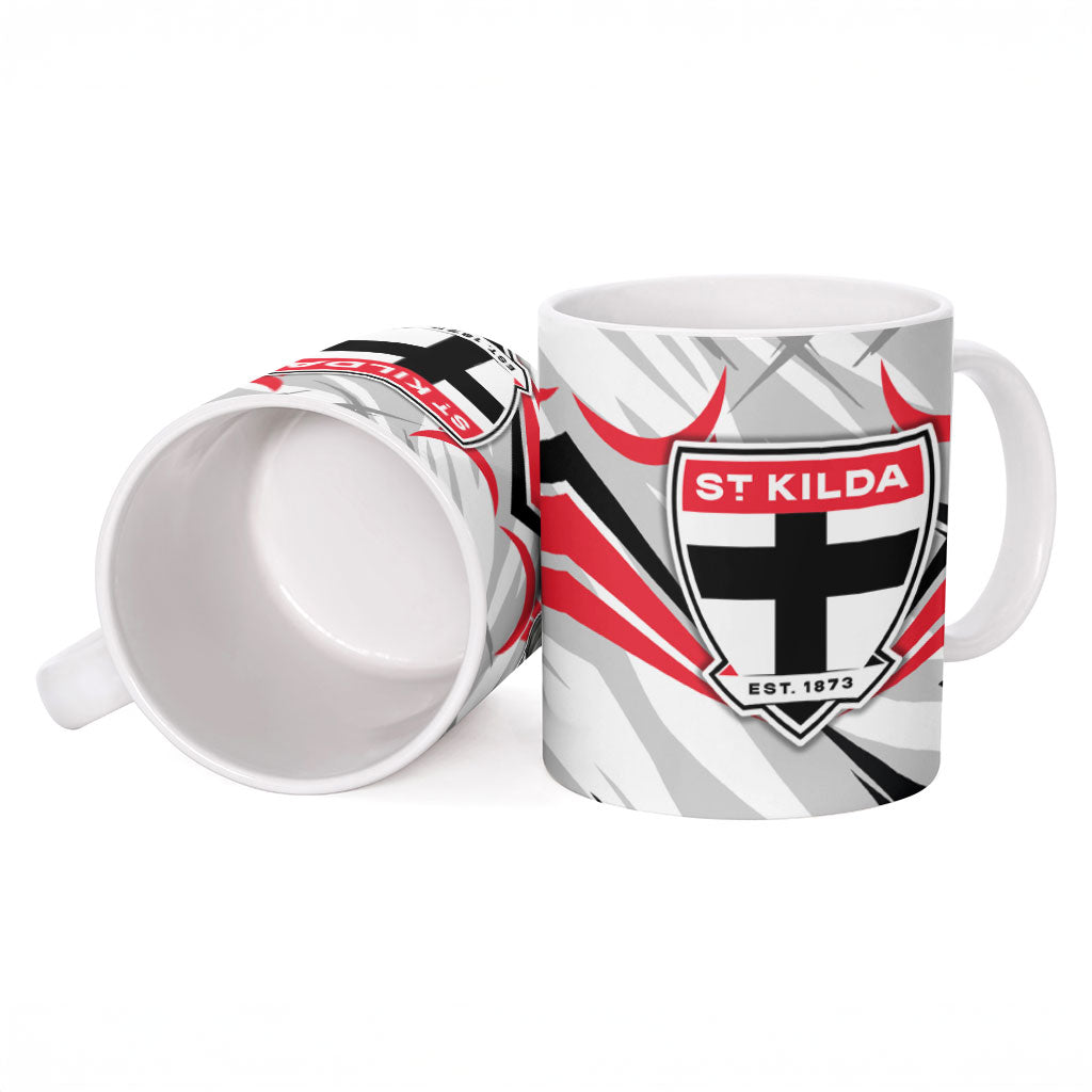 St Kilda Saints Australian Football Ceramic Mug Superhero Mascot Graphic - Bold Team Colors
